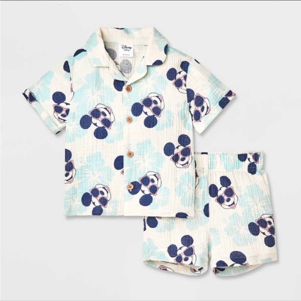 NWT Disney Kids Set - Cream and Blue Mickey Mouse